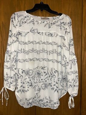 LOFT White Floral-Botanical Print Women's Blouse